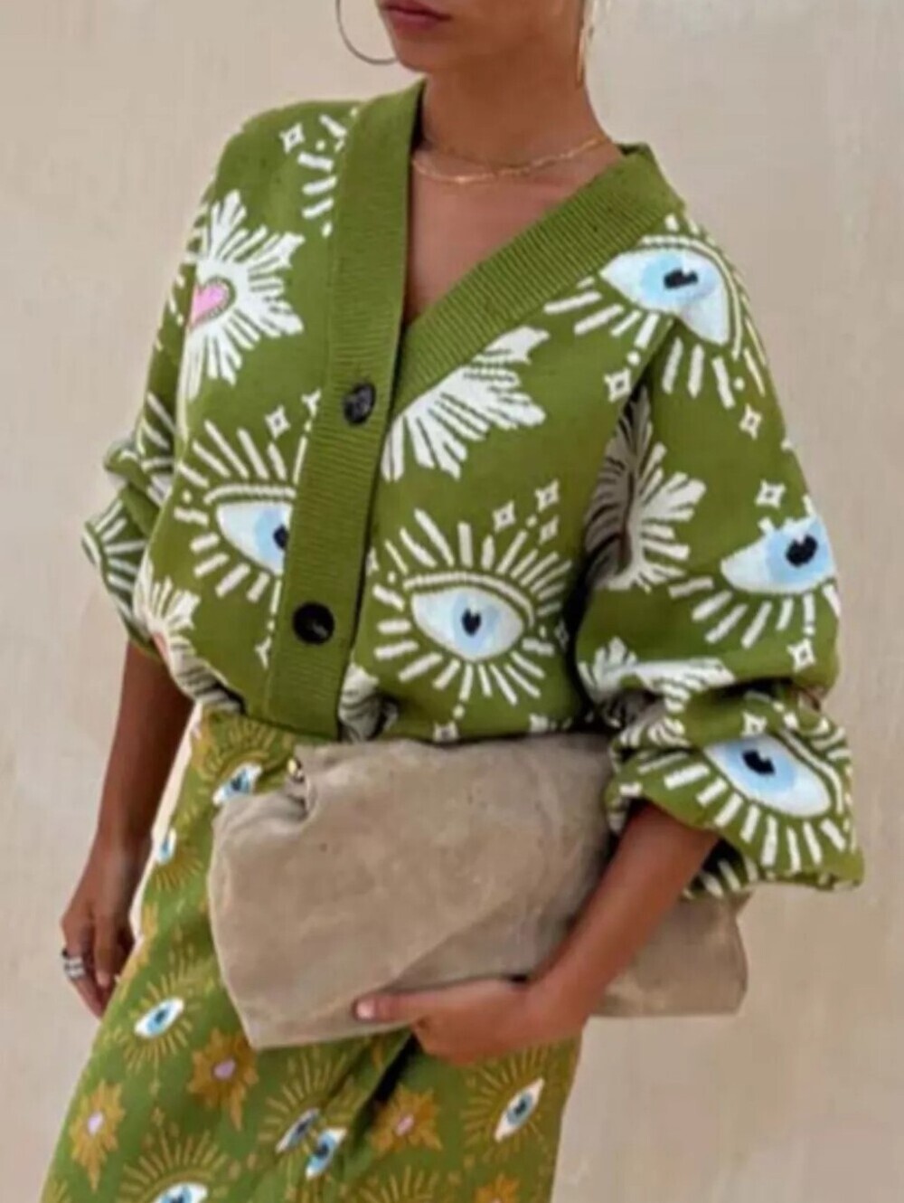 Button-Down Dropped Shoulder Cardigan - Picture 5 of 6